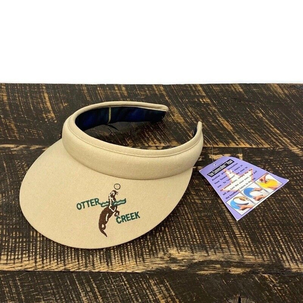 Texace Otter Creek Golf Course Women's Reversible Beige & Tartan Plaid Visor New - Picture 4 of 16